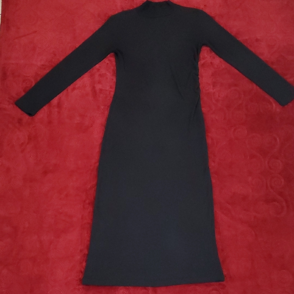 Zara Black Sheath Dress with Mandarin Collar